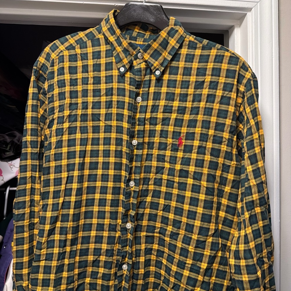 Ralph Lauren Yellow and Green Plaid Shirt